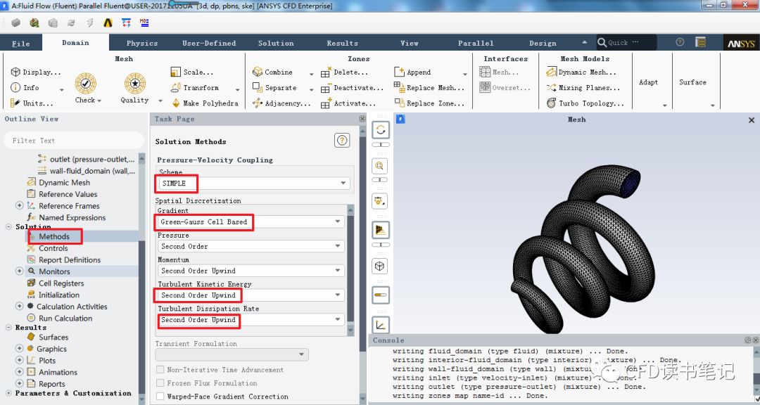 「CFD案例-Fluent」16 截面渐变螺旋管中的流体流动的图13